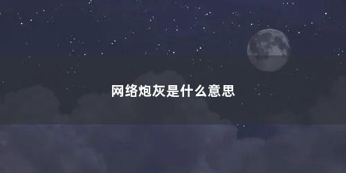网络炮灰是什么意思