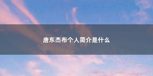 唐东杰布个人简介是什么