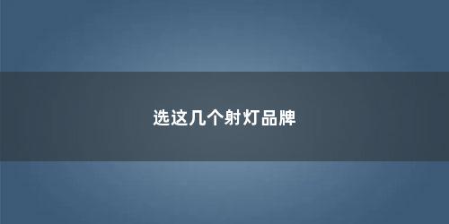选这几个射灯品牌