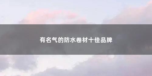 有名气的防水卷材十佳品牌