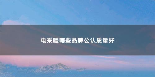 电采暖哪些品牌公认质量好