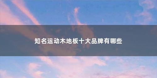 知名运动木地板十大品牌有哪些