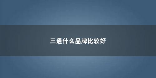 三通什么品牌比较好