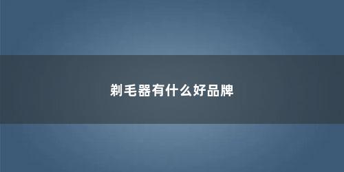 剃毛器有什么好品牌