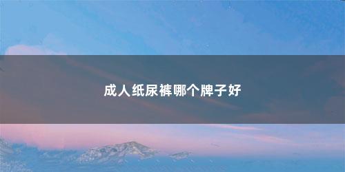 成人纸尿裤哪个牌子好