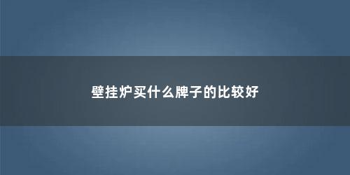 壁挂炉买什么牌子的比较好