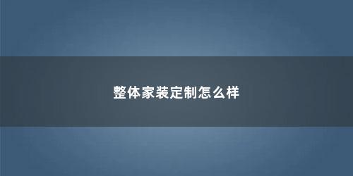 整体家装定制怎么样