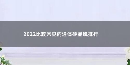 2022比较常见的通体砖品牌排行