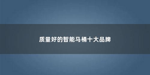 质量好的智能马桶十大品牌