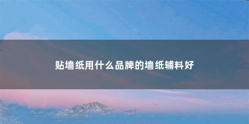 贴墙纸用什么品牌的墙纸辅料好