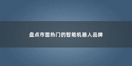 盘点市面热门的智能机器人品牌