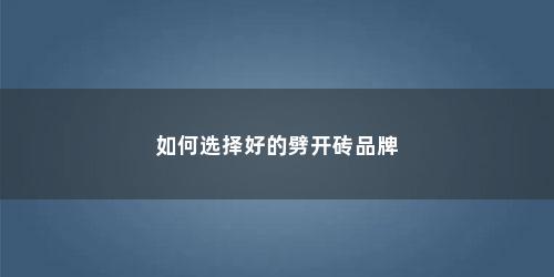 如何选择好的劈开砖品牌
