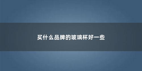买什么品牌的玻璃杯好一些
