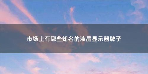 市场上有哪些知名的液晶显示器牌子