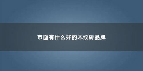 市面有什么好的木纹砖品牌